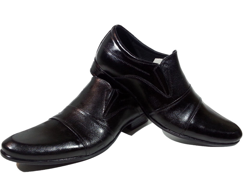 Туфли мужские классические натуральная кожа черные на резинке (АВА 28) - фото 1 - id-p7813797