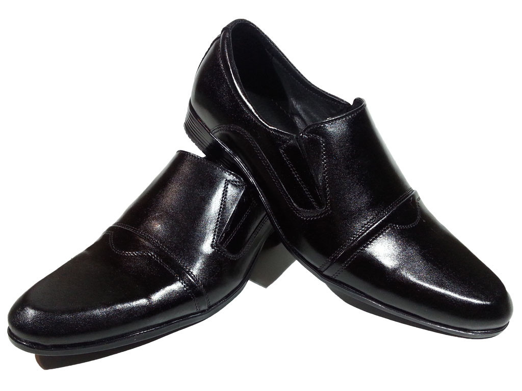 Туфли мужские классические натуральная кожа черные на резинке (АВА 29) - фото 1 - id-p7813798