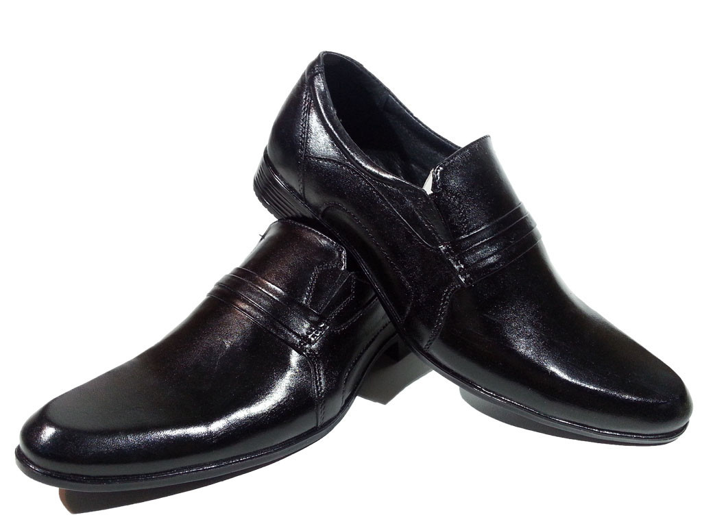 Туфли мужские классические натуральная кожа черные на резинке (АВА 33) - фото 1 - id-p7813804