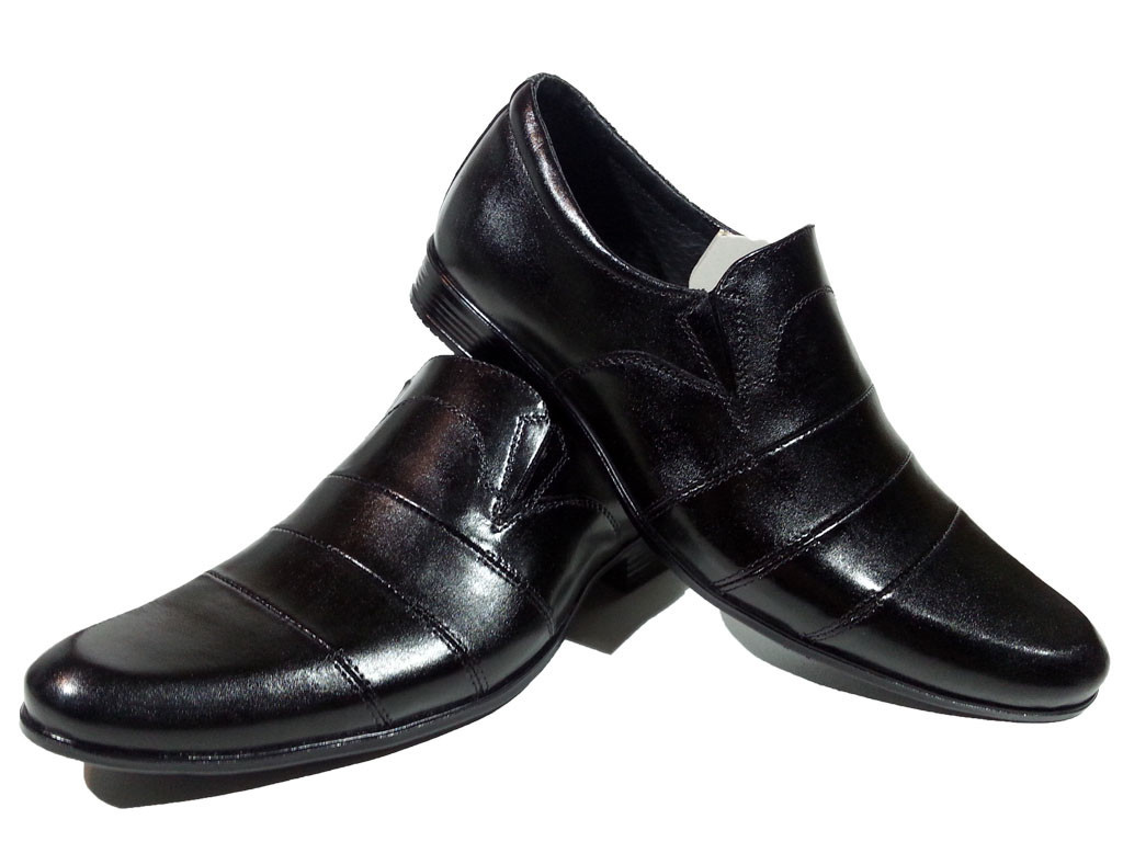 Туфли мужские классические натуральная кожа черные на резинке (АВА 35) - фото 1 - id-p7813809