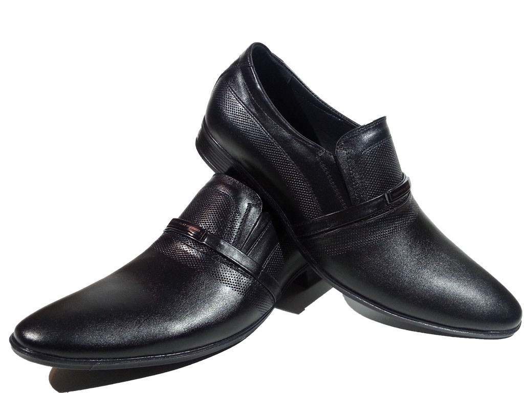 Туфли мужские классические натуральная кожа черные на резинке (14-450) 40 - фото 1 - id-p7813814