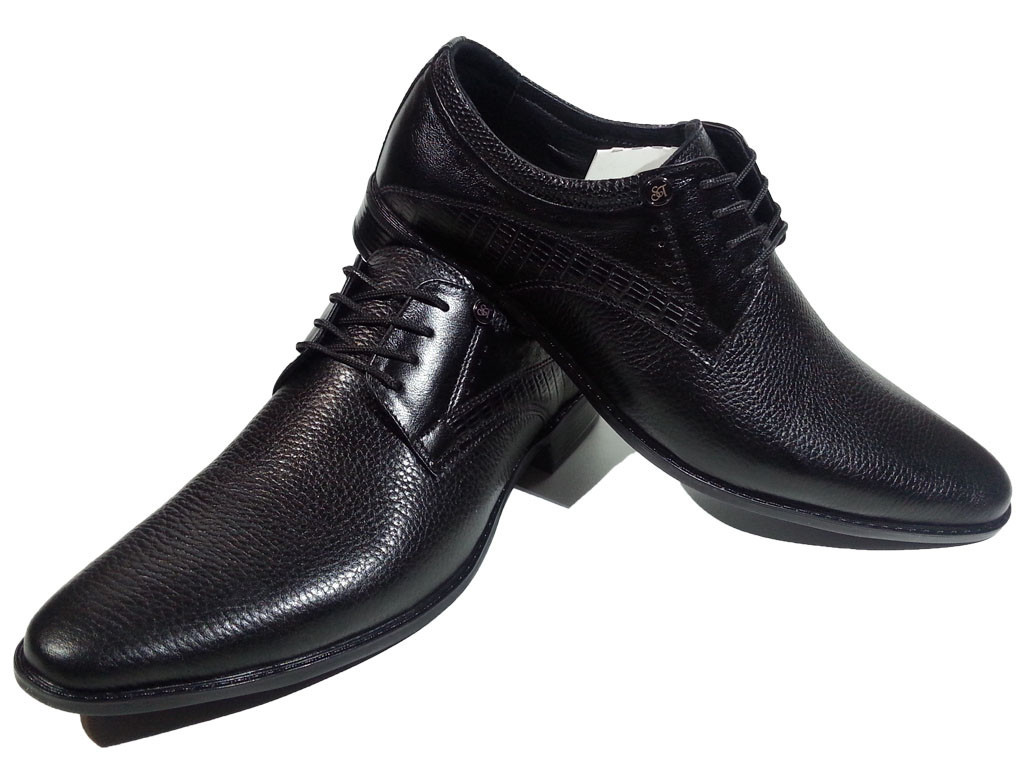 Туфли мужские классические натуральная кожа черные на шнуровке (16-101) - фото 1 - id-p7813821