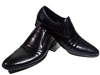 Туфли мужские классические натуральная кожа черные на резинке (16-102)