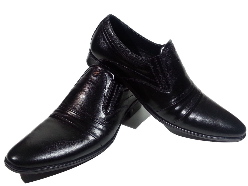 Туфли мужские классические натуральная кожа черные на резинке (16-102) - фото 1 - id-p7813824