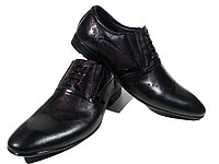 Туфли мужские классические натуральная кожа черные на резинке (16-106)