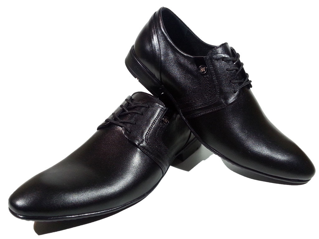 Туфли мужские классические натуральная кожа черные на шнуровке (16-107) 40 - фото 1 - id-p7813836