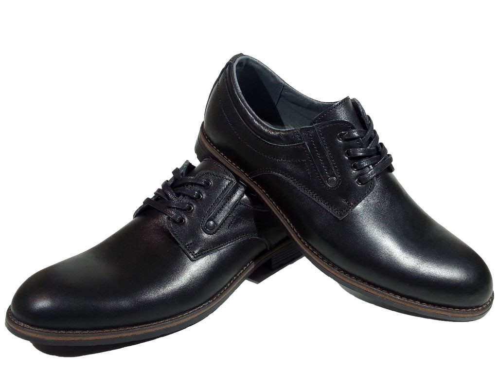 Туфли мужские классические натуральная кожа черные на шнуровке (Б 51) 44 - фото 1 - id-p7813842