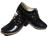 Туфли женские комфорт натуральная кожа черные на шнуровке (14) 37