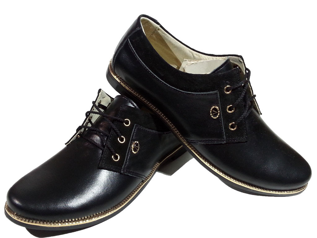 Туфли женские комфорт натуральная кожа черные на шнуровке (14) 37 - фото 1 - id-p7813864