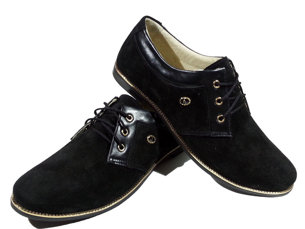 Туфли женские комфорт натуральная замша черные на шнуровке (14) 36 - фото 1 - id-p7813869