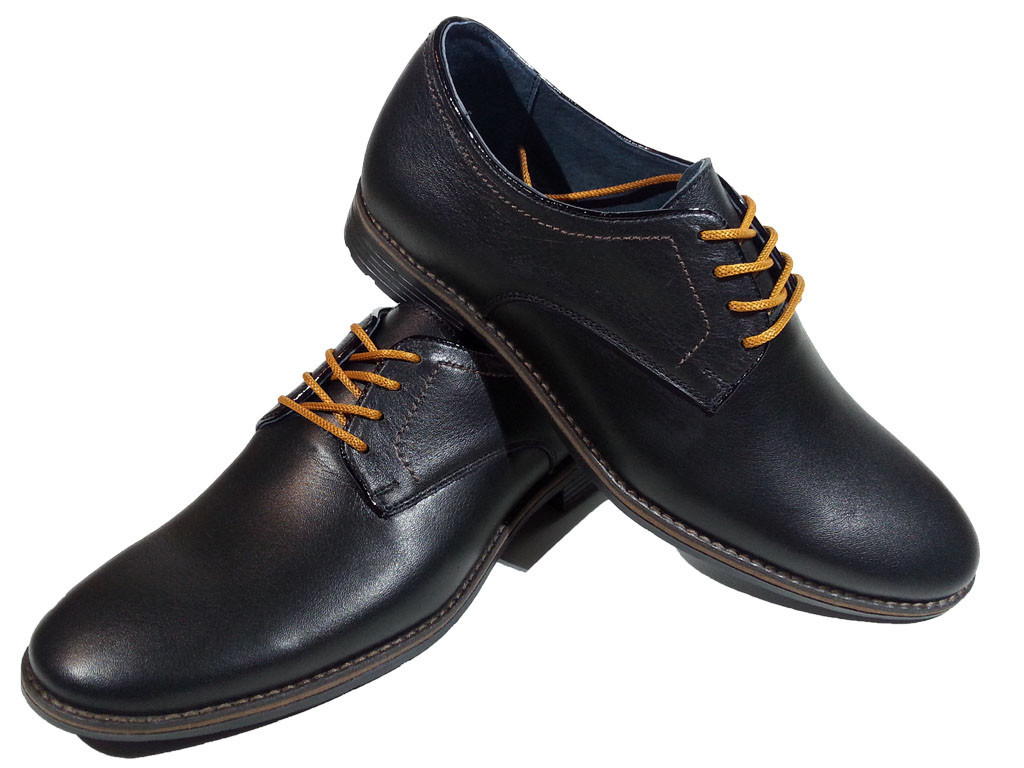 Туфли мужские классические натуральная кожа черные на шнуровке (К-11) 40 - фото 1 - id-p7813875