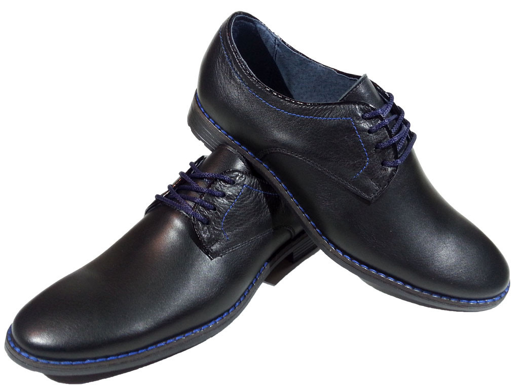Туфли мужские классические натуральная кожа черные на шнуровке (К-11) 40 - фото 1 - id-p7813882
