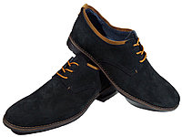 Туфли мужские классические натуральная замша черные на шнуровке (К-13)