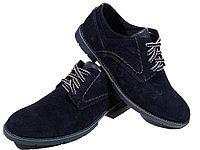 Туфли мужские классические натуральная замша синие на шнуровке (Т-35)