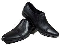 Туфли мужские классические натуральная кожа черные на резинке (М-7)