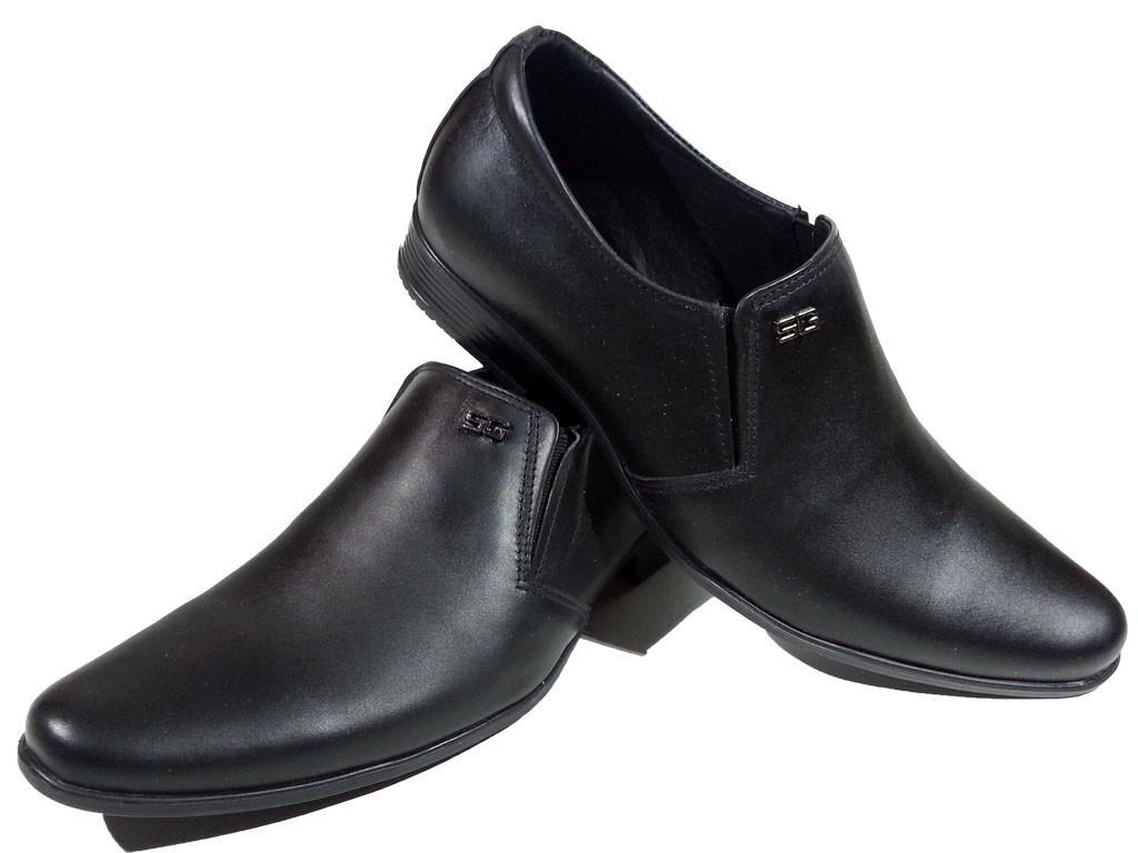Туфли мужские классические натуральная кожа черные на резинке (Г-1) 40 - фото 1 - id-p7813920