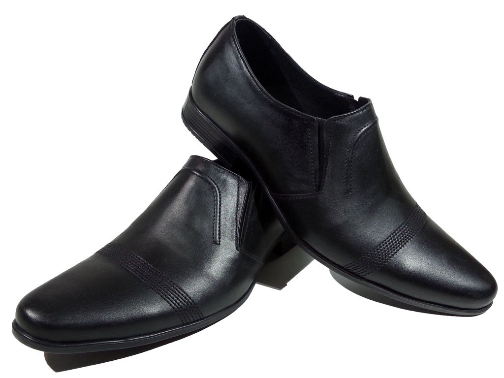 Туфли мужские классические натуральная кожа черные на резинке (М-7) 45 - фото 1 - id-p7813918