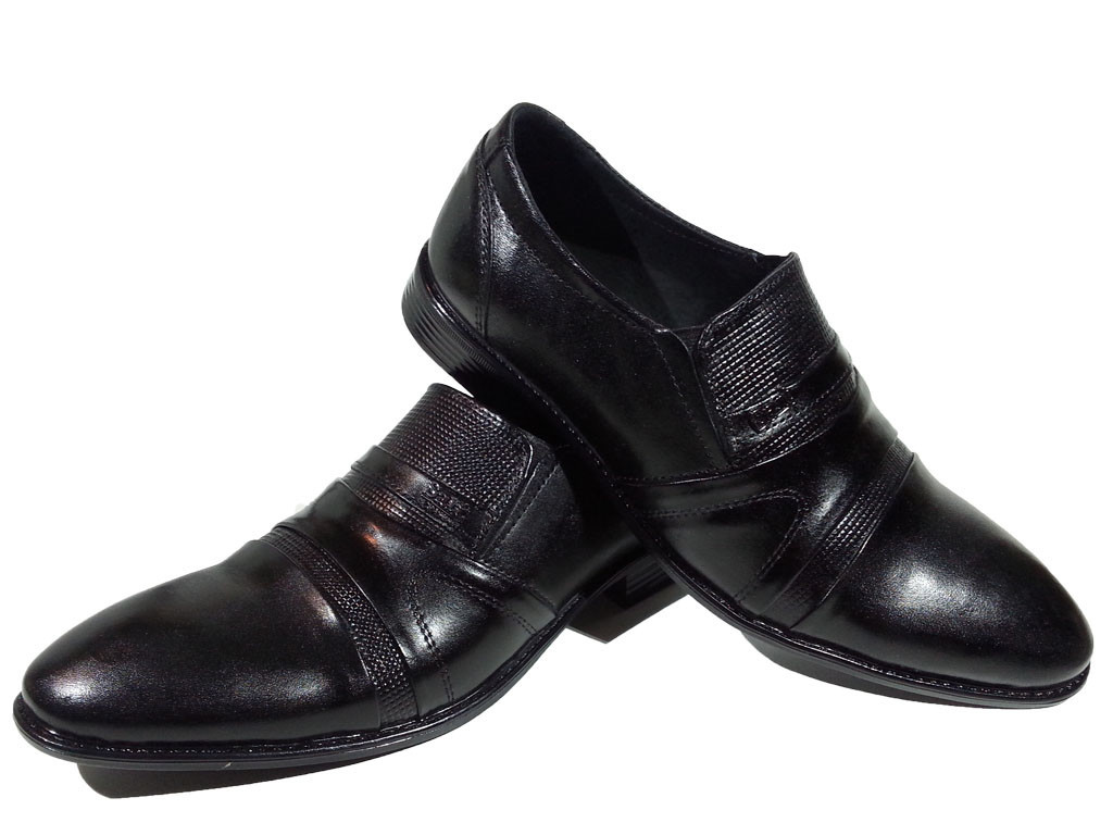 Туфли мужские классические натуральная кожа черные на резинке (sart 417) 42 - фото 1 - id-p7813936