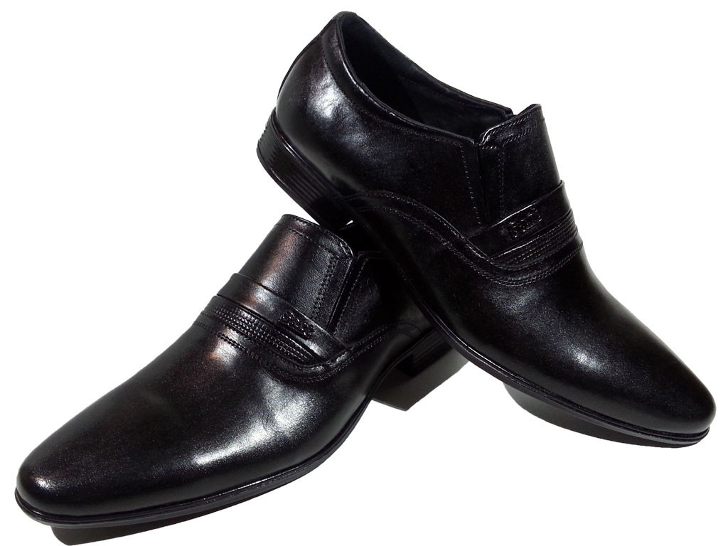Туфли мужские классические натуральная кожа черные на резинке (sart 515) - фото 1 - id-p7813940