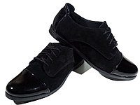 Туфли женские комфорт натуральная замша черные на шнуровке (Т 07)