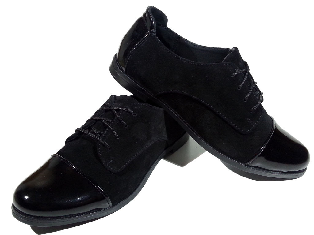 Туфли женские комфорт натуральная замша черные на шнуровке (Т 07) - фото 1 - id-p7813977