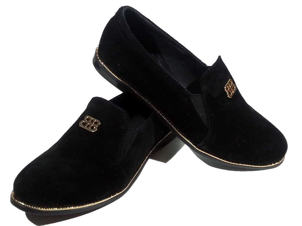 Туфли женские комфорт натуральная замша черные на резинке (СЛ 15) 36 - фото 1 - id-p7814008