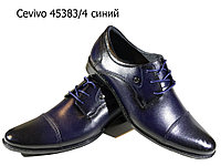 Туфли мужские классические натуральная кожа синие на шнуровке (45383-4)