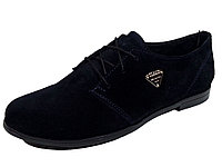 Туфли женские комфорт натуральная замша синие на шнуровке (Т 09) 38 Синий
