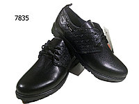 Туфли женские комфорт натуральная кожа черные на шнуровке (7835)