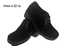Туфли женские комфорт натуральная замша черные на шнуровке (шнурок) 36