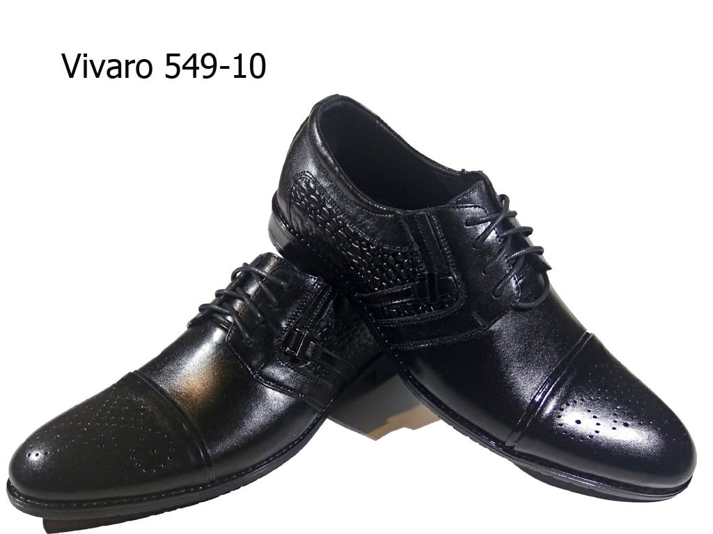 Туфли мужские классические натуральная кожа черные на шнуровке (549-10) - фото 1 - id-p7814422