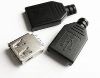 Гнездо USB--A , с корпусом на кабель