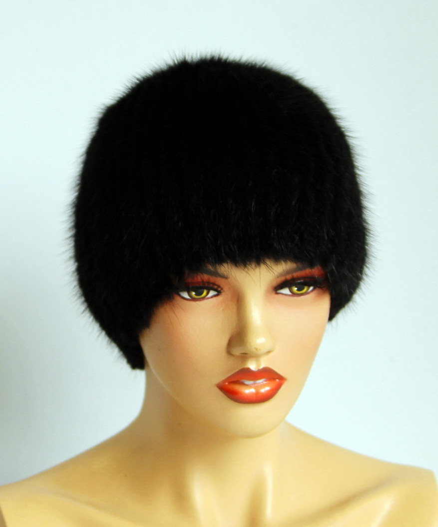 Женская зимняя шапка из меха ондатры "Сноп" на вязаной основе. - фото 1 - id-p3933842