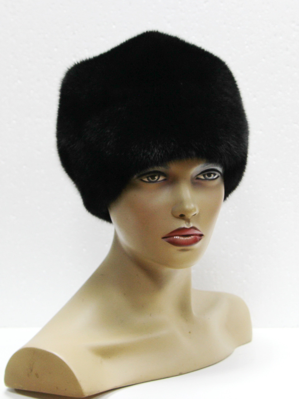 Женская норковая шапка с пуговицей.(черная) - фото 1 - id-p8141244