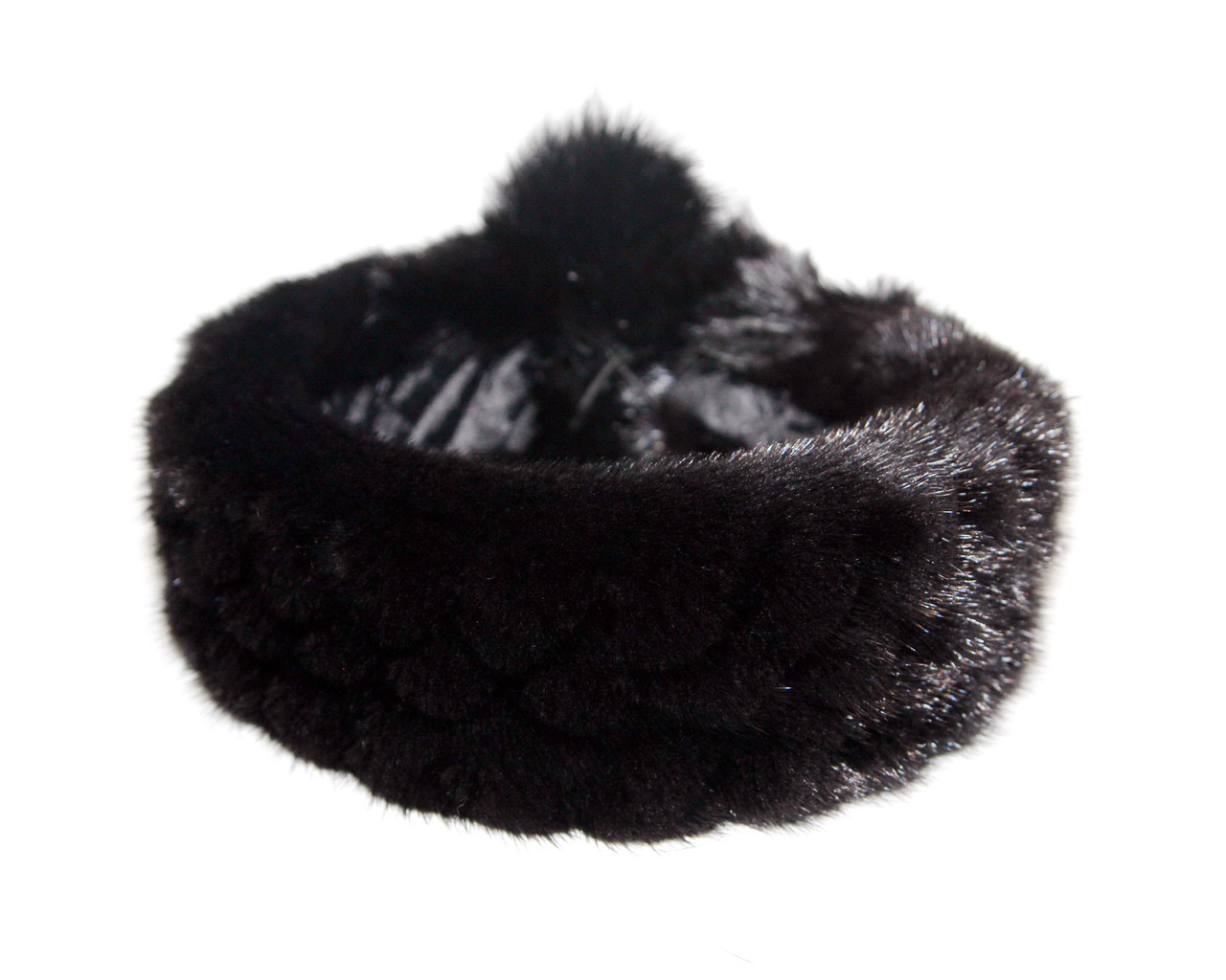 Меховая повязка на голову из норки (черная) - фото 1 - id-p8141270