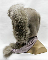 Платок меховой - шарф из чернобурки и норки (серебристо-голубой)