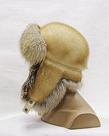 Зимняя меховая шапка ушанка из норки и фроста (к. лед)