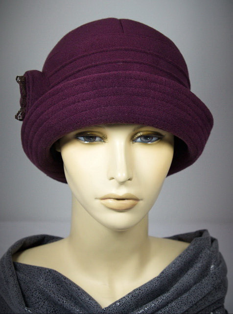 Шляпа женская из кашемира с бантом и защипами "Беатриса" (фиолетовая) - фото 1 - id-p8147149