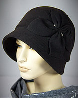 Женская кашемировая шляпа с цветком "Вероника" (черная)