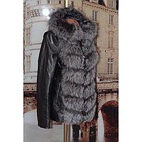 Куртка кожаная с натуральным мехом чернобурки