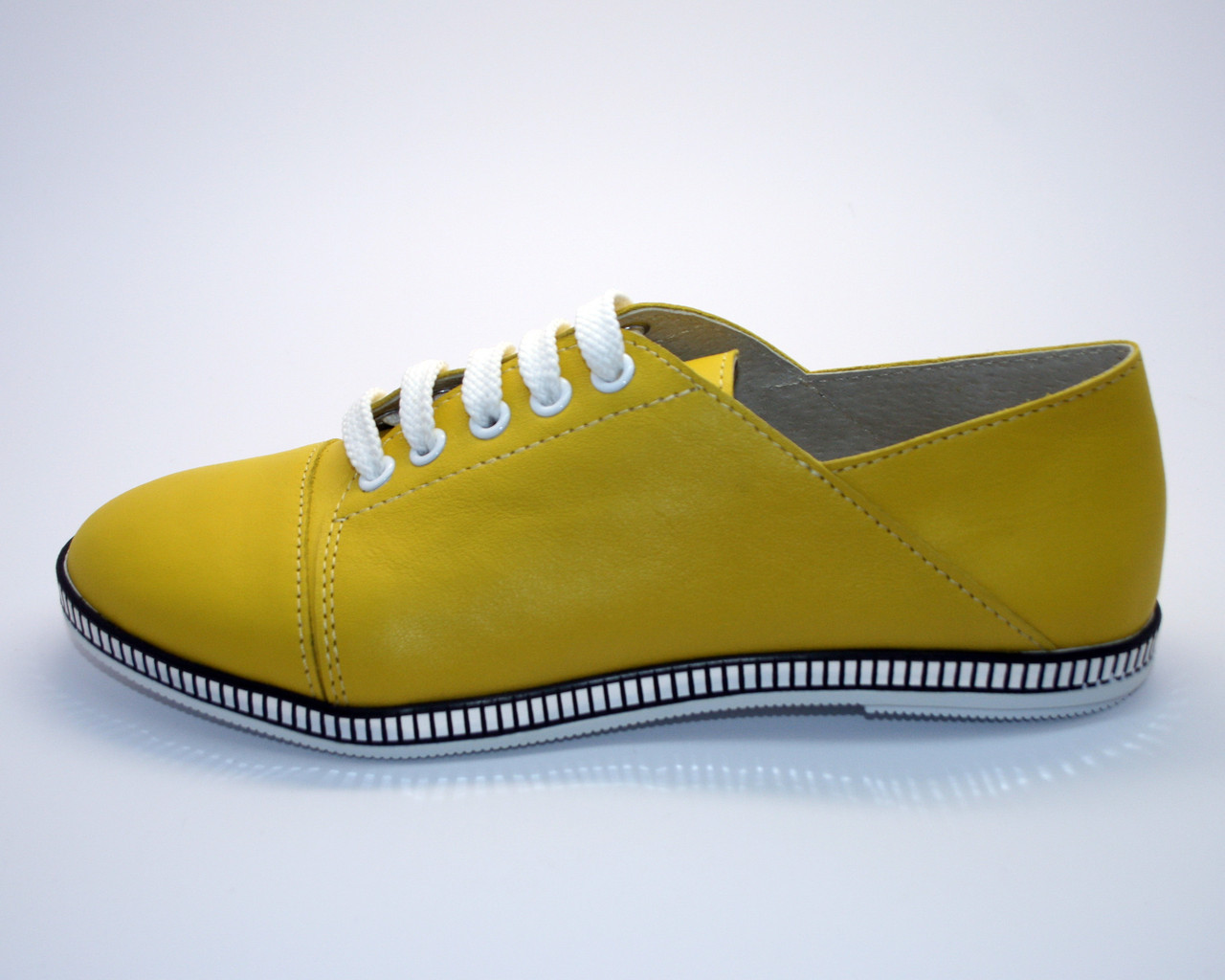 Мокасины женские - кожаная обувь (желтые). - фото 1 - id-p8261891