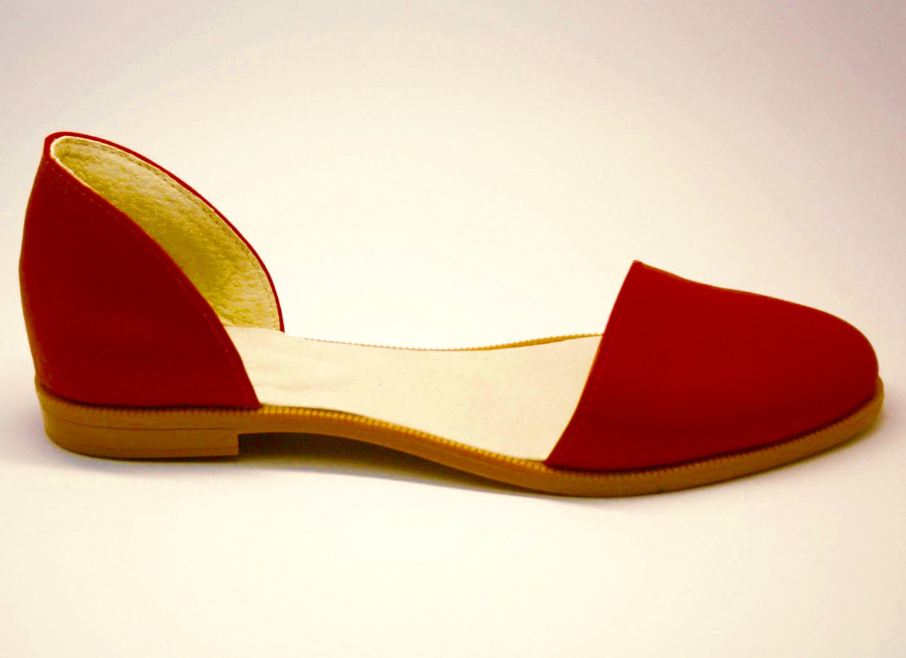 Женские кожаные балетки красные - женская летняя обувь из кожи. - фото 1 - id-p8261894