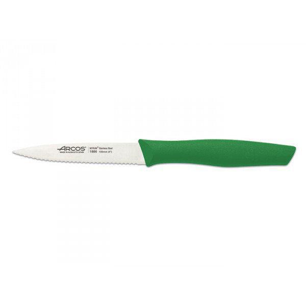 Нож для чистки Arcos Nova 10 см зубчатый зеленый 188611 - фото 1 - id-p8306519