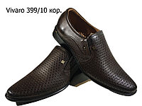 Туфли мужские классические натуральная перфорированная кожа коричневые на резинке (399/10)