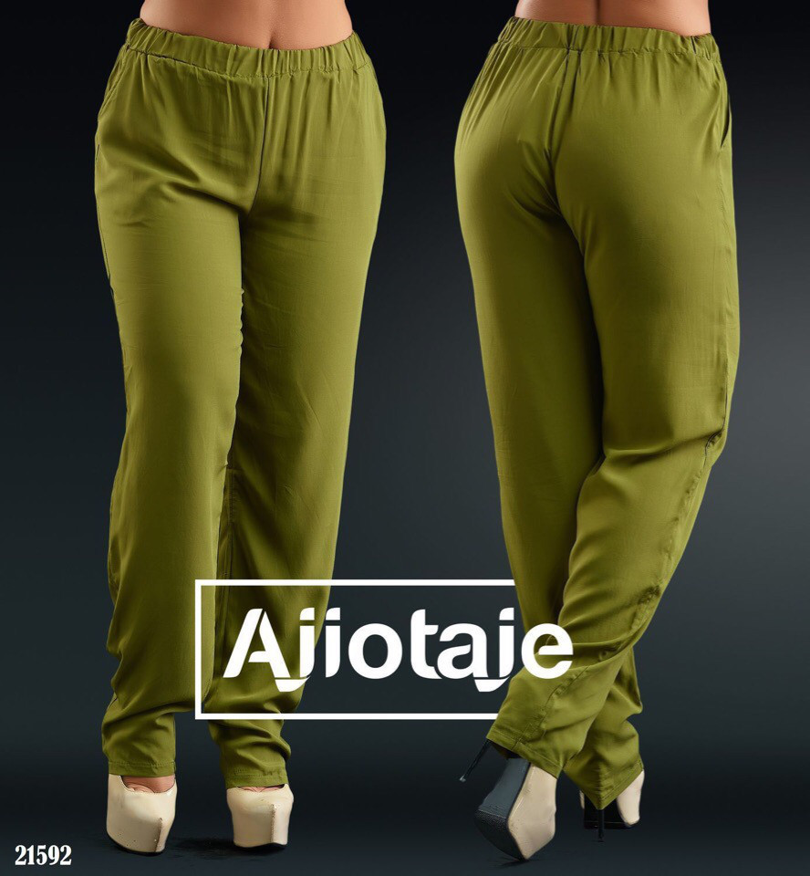 Женские свободные летние штаны с карманами на резинке, батал большие размеры - фото 1 - id-p8262012