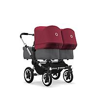 Bugaboo Donkey 2 Twin - Серый меланж Базовая ткань - Алюминиевый корпус - Ruby Red