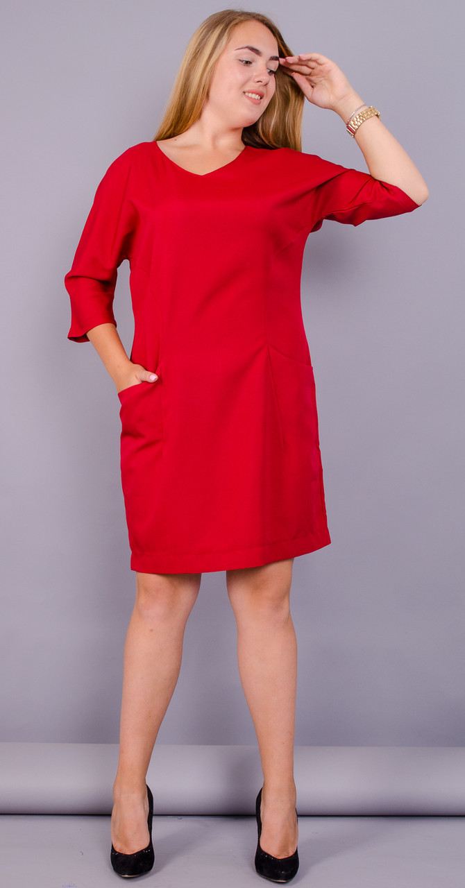 Виктория. Модное платье больших размеров. Красный. - фото 1 - id-p8533306