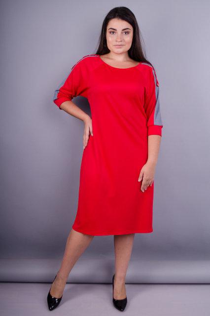 Инесса. Повседневное женское платье плюс сайз. Красный. - фото 1 - id-p8533441