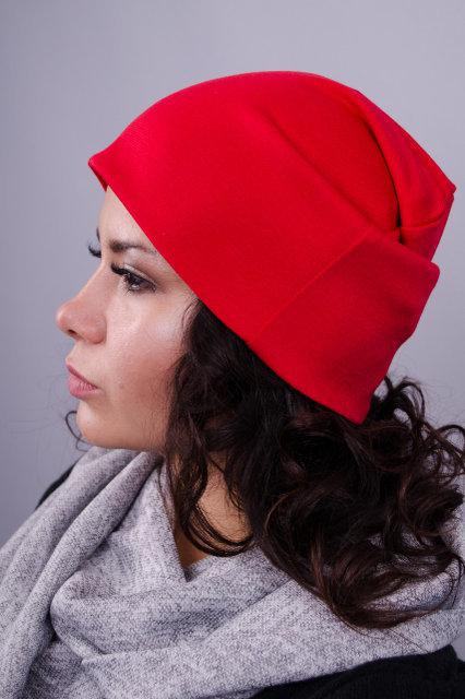 Фэшн. Молодёжные женские шапки. Красный. - фото 1 - id-p8533469