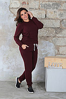 Мягкий теплый ангоровый прогулочный костюм женский с карманом кенгуру на кофте, батал большие размеры